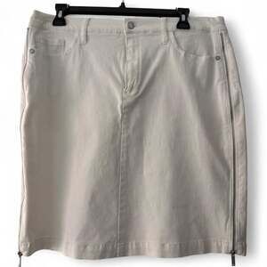 Karl Lagerfeld Paris White Denim Skirt with Side Zippers